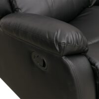 3er Kinosessel Relaxsessel Kunstleder mit Liegefunktion schwarz