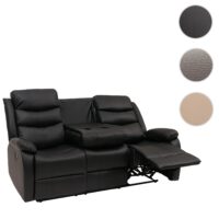 3er Kinosessel Relaxsessel Kunstleder mit Liegefunktion schwarz