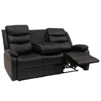 3er Kinosessel Relaxsessel Kunstleder mit Liegefunktion schwarz
