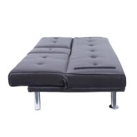 3er-Sofa Schlafsofa Gästebett Kunstleder mit Tassenhalter braun