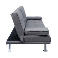 3er-Sofa Schlafsofa Gästebett mit Tassenhalter Textil dunkelgrau