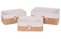 3er Set Aufbewahrungskorb Bambus Ordnungsbox naturfarben