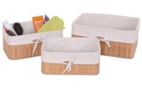 3er Set Aufbewahrungskorb Bambus Ordnungsbox naturfarben