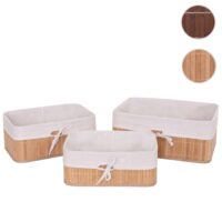 3er Set Aufbewahrungskorb Bambus Ordnungsbox naturfarben