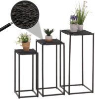 3er-Set Blumentisch Beistelltisch stapelbar Metall anthrazit