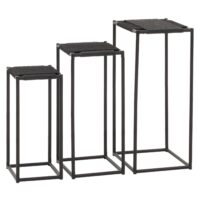 3er-Set Blumentisch Beistelltisch stapelbar Metall anthrazit