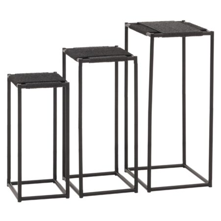 3er-Set Blumentisch Beistelltisch stapelbar Metall anthrazit