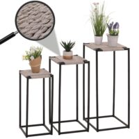 3er-Set Blumentische stapelbar Metall Papierseil grau