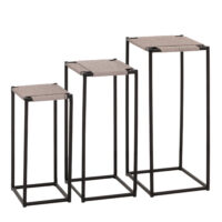 3er-Set Blumentische stapelbar Metall Papierseil grau