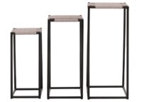 3er-Set Blumentische stapelbar Metall Papierseil grau