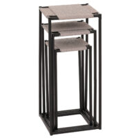 3er-Set Blumentische stapelbar Metall Papierseil grau