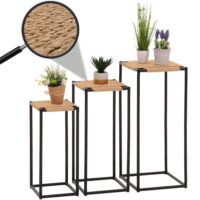 3er-Set Blumentisch Beistelltisch stapelbar Metall Papierseil natur