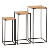 3er-Set Blumentisch Beistelltisch stapelbar Metall Papierseil natur