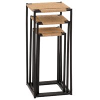 3er-Set Blumentisch Beistelltisch stapelbar Metall Papierseil natur