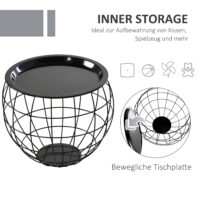 3er-Set Couchtisch mit abnehmbarer Tischplatte Schwarz