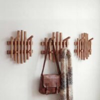 3er-Set Garderobenpaneel Wandgarderobe Massivholz Eiche