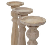 3er Set Kerzenständer Shabby Vintage 35cm naturbraun