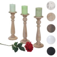 3er Set Kerzenständer Shabby Vintage 35cm naturbraun