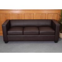 3er Sofa Couch Loungesofa aus Kunstleder kaffeefarben