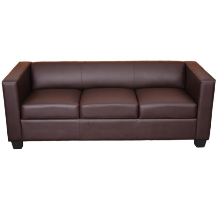 3er Sofa Couch Loungesofa aus Kunstleder kaffeefarben