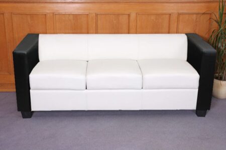 3er Sofa Couch Loungesofa Kunstleder Leder weiss schwarz