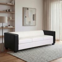 3er Sofa Couch Loungesofa Kunstleder Leder weiss schwarz