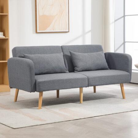3er Sofa Gästebett Doppelbett 170x83x80cm Grau - Grosses Sofa mit Bettfunktion für zwei Personen.