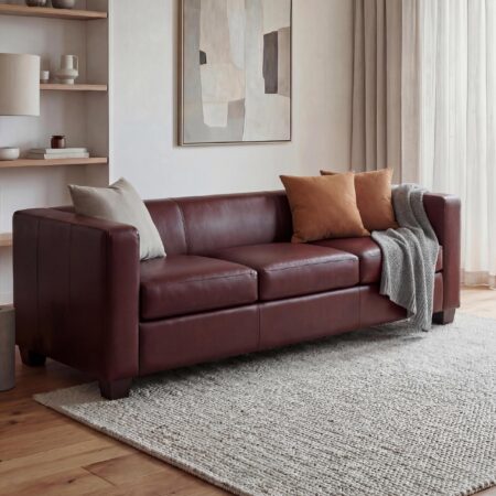 3er Sofa aus Kunstleder rot-braun