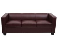 3er Sofa aus Kunstleder rot-braun