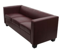 3er Sofa aus Kunstleder rot-braun