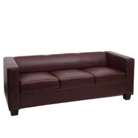 3er Sofa aus Kunstleder rot-braun