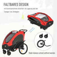 3in1 Jogger - Kinderanhänger - Kinderwagen Rot Schwarz