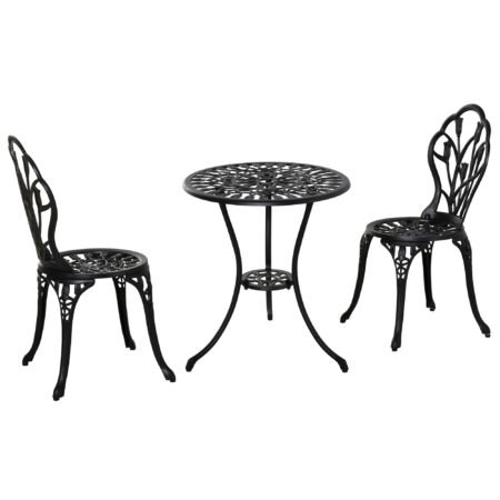 3tlg. Balkonset Alu schwarz 2x Gartenstuhl und 1x Gartentisch
