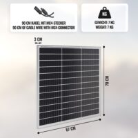 3x Solarpanel Monokristallin - 100W 18V für 12V Batterien Photovoltaik