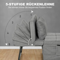 4-in-1 Einzelbett Gästebett Klappbett Sessel 188x75x38cm