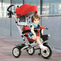 4-in-1 Kinderwagen Dreirad Buggy - Rot