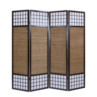 4-teiliger Paravent Raumteiler aus Holz Braun