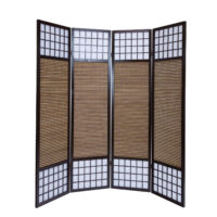 4-teiliger Paravent Raumteiler aus Holz Braun