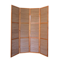 4-teiliger Paravent Raumteiler aus Holz Braun