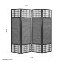 4-teiliger Paravent Raumteiler aus Holz Braun