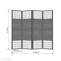 4-teiliger Paravent Raumteiler aus Holz Braun