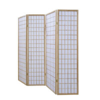 4-teiliger Paravent Raumteiler aus Holz Natur