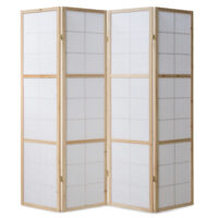4-teiliger Paravent Raumteiler aus Holz Natur