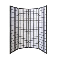 4-teiliger Paravent Raumteiler aus Holz Schwarz