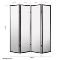 4-teiliger Paravent Raumteiler aus Holz Weiss