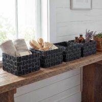 4er-Set Aufbewahrungskörbe Regalkorb Deko 12x19x19cm dunkelgrau