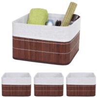 4er-Set Aufbewahrungskorb Bambus Ordnungsbox Regalkorb braun