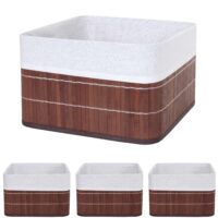 4er-Set Aufbewahrungskorb Bambus Ordnungsbox Regalkorb braun