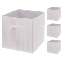 4er-Set Faltboxen Bambus Aufbewahrung Ordnungsbox 32x32x32cm weiss