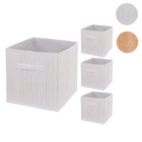 4er-Set Faltboxen Bambus Aufbewahrung Ordnungsbox 32x32x32cm weiss
